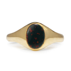 18ct Yellow Gold Vintage Blood Stone Signet Ring