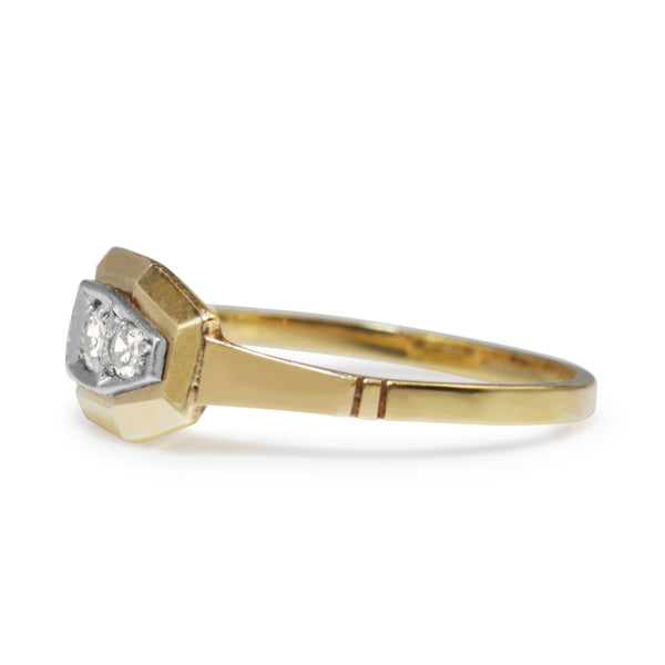 18ct Yellow and White Gold Art Deco Diamond Ring