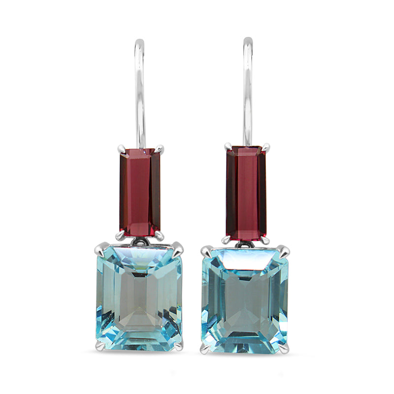 18ct White Gold Topaz and Tourmaline Earrings