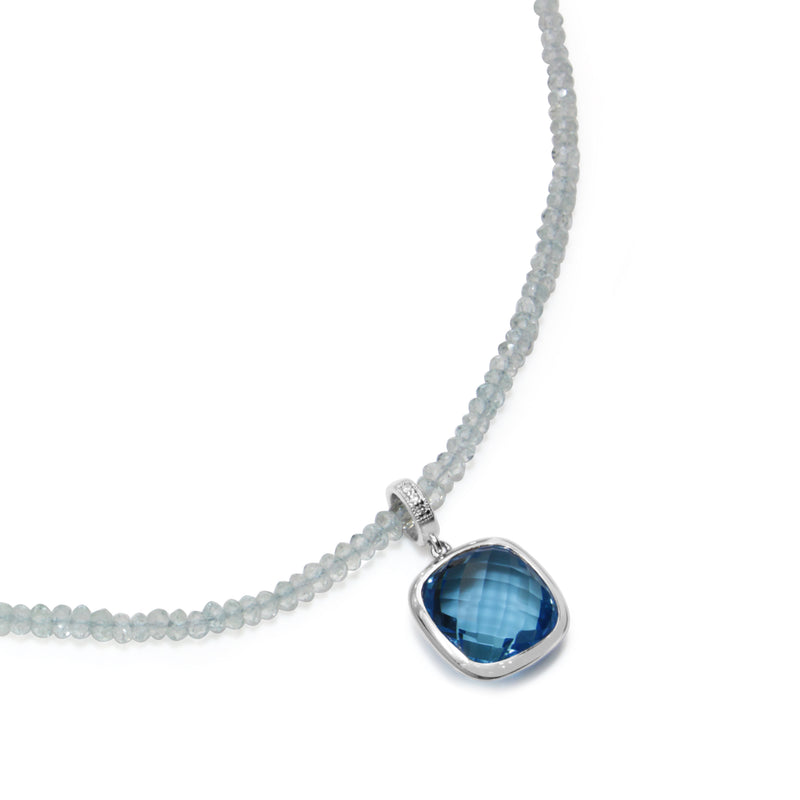 9ct White Gold Faceted Topaz Necklace