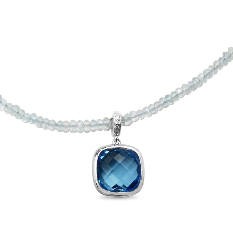 9ct White Gold Faceted Topaz Necklace