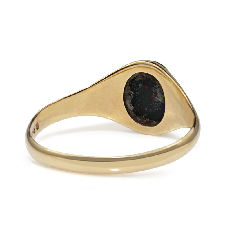 18ct Yellow Gold Vintage Blood Stone Signet Ring