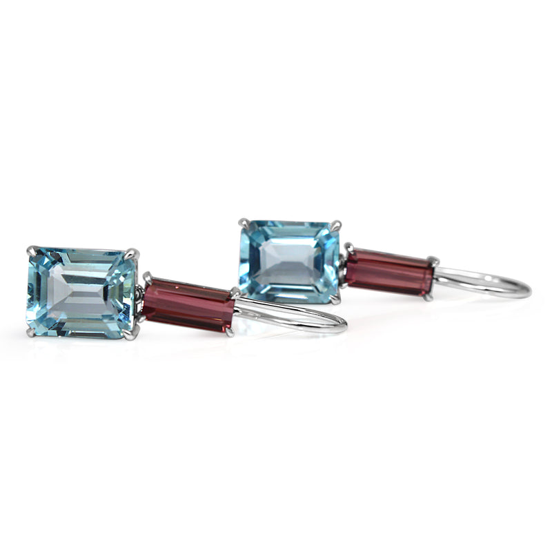 18ct White Gold Topaz and Tourmaline Earrings