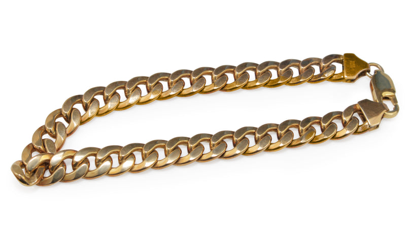 9ct Yellow Gold and Silver Filled Flat Curb Link Bracelet
