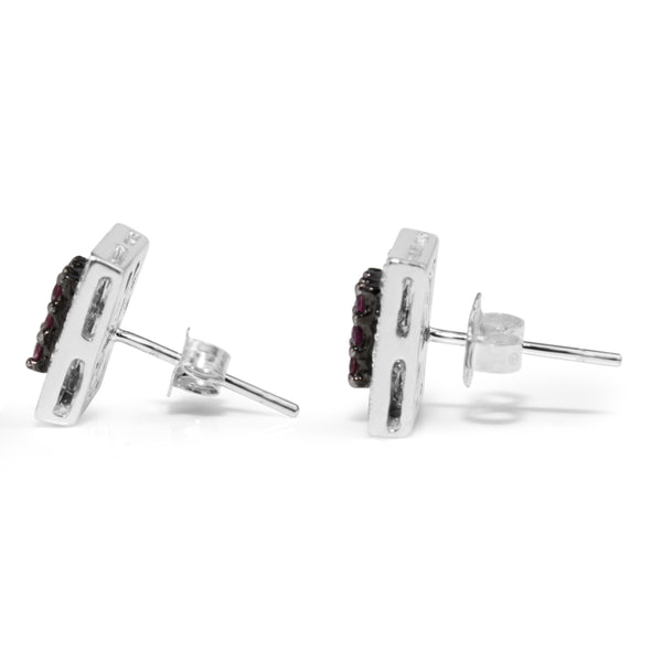 14ct White Gold Pink Sapphire and Diamond Stud Earrings