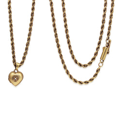 9ct Yellow Gold Long Rope Chain With Heart Locket