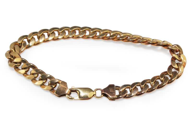 9ct Yellow Gold and Silver Filled Flat Curb Link Bracelet