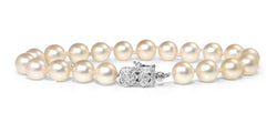 18ct White Gold Cultured Pearl Bracelet with Diamond Clasp