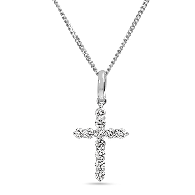 18ct White Gold Diamond Cross Necklace