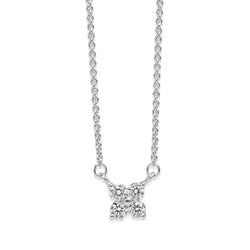 9ct White Gold 'Clover' Style Diamond Necklace