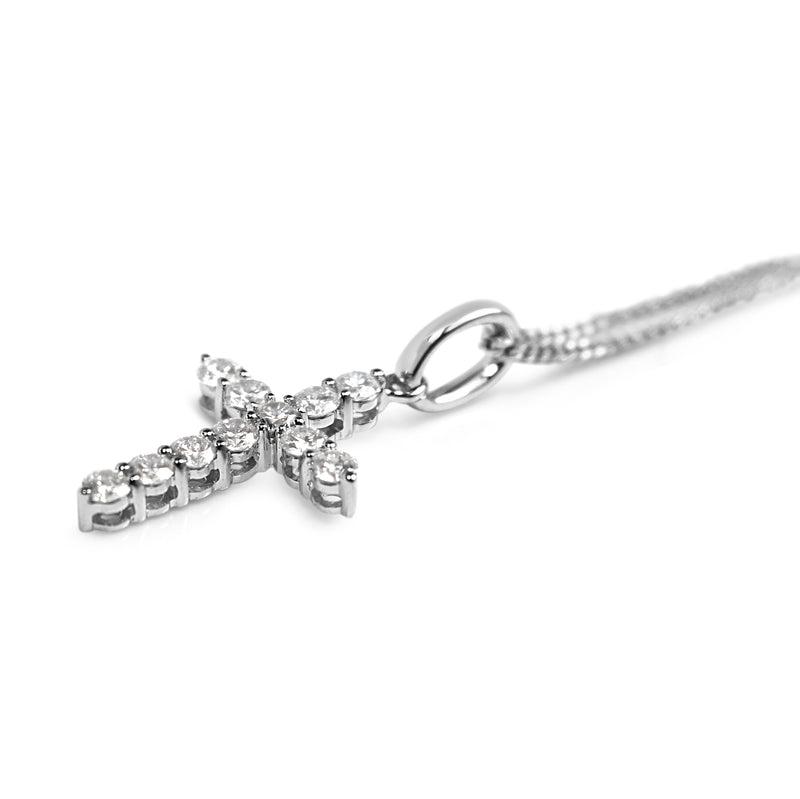 18ct White Gold Diamond Cross Necklace