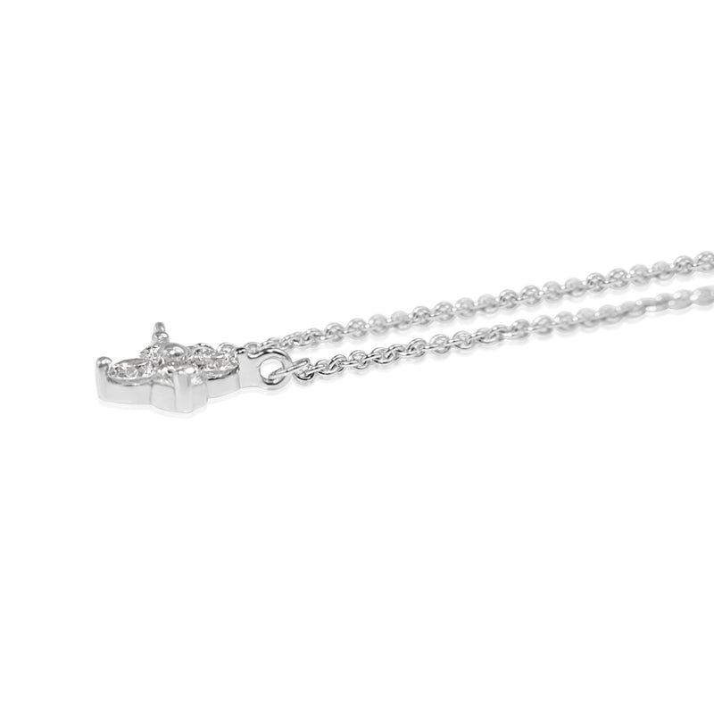 9ct White Gold 'Clover' Style Diamond Necklace