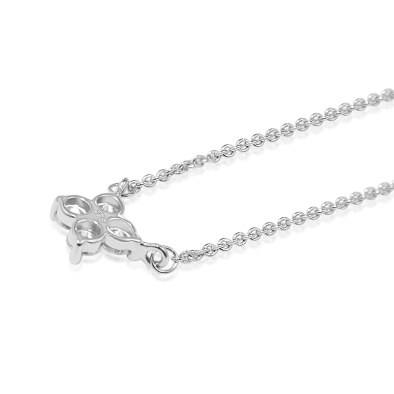 9ct White Gold 'Clover' Style Diamond Necklace