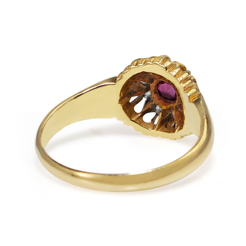 18ct Yellow Gold Antique Ruby and Old Cut Diamond Ring