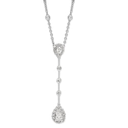 14ct White Gold Diamond Teardrop Halo Necklace