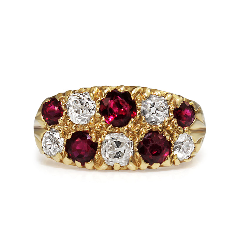 18ct Yellow Gold Antique Ruby and Diamond Ring