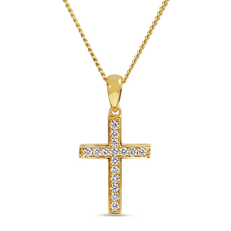 18ct Yellow Gold Diamond Cross Necklace