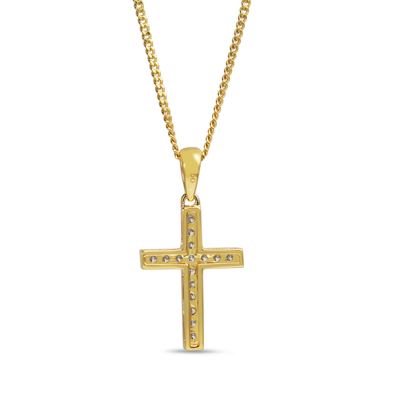 18ct Yellow Gold Diamond Cross Necklace