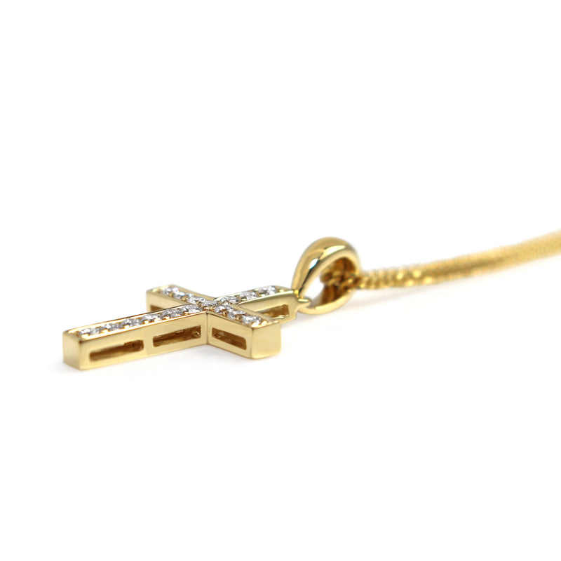 18ct Yellow Gold Diamond Cross Necklace