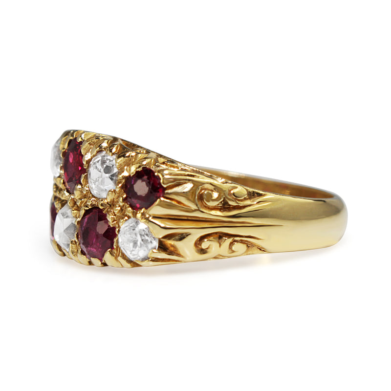 18ct Yellow Gold Antique Ruby and Diamond Ring