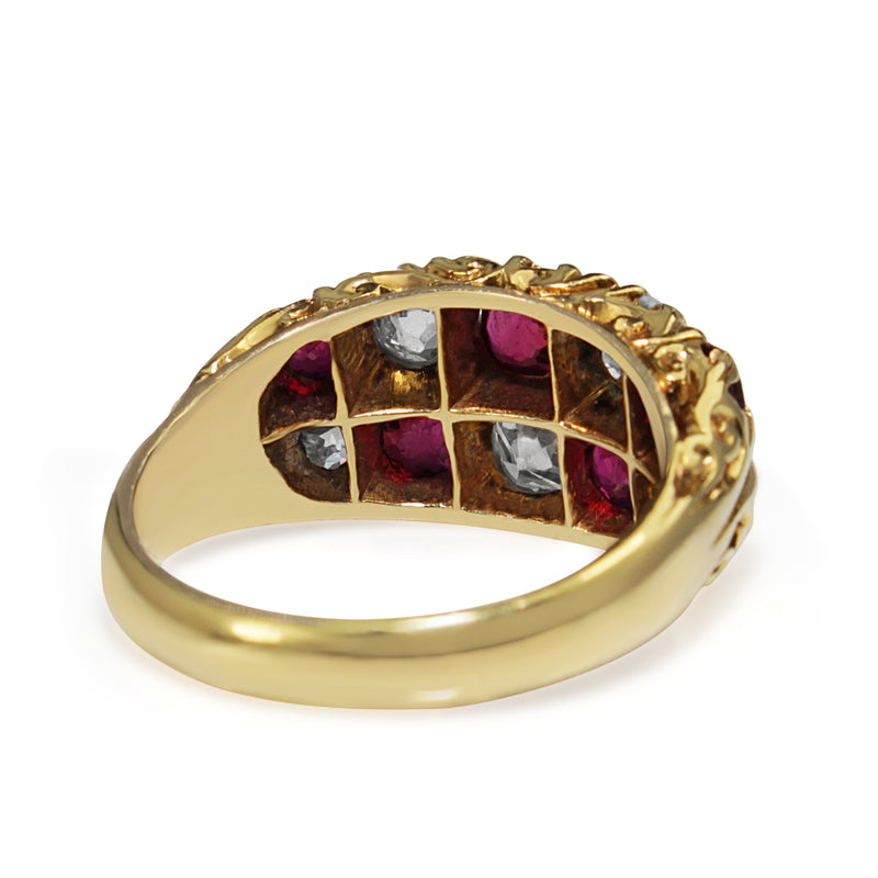 18ct Yellow Gold Antique Ruby and Diamond Ring