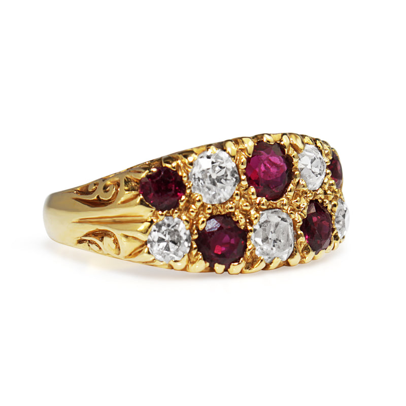 18ct Yellow Gold Antique Ruby and Diamond Ring