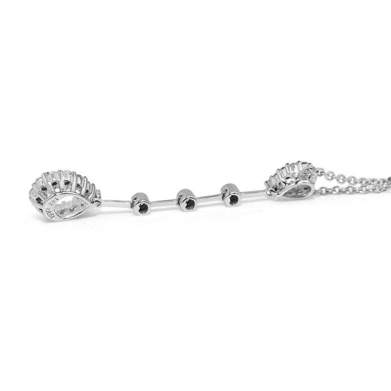 14ct White Gold Diamond Teardrop Halo Necklace