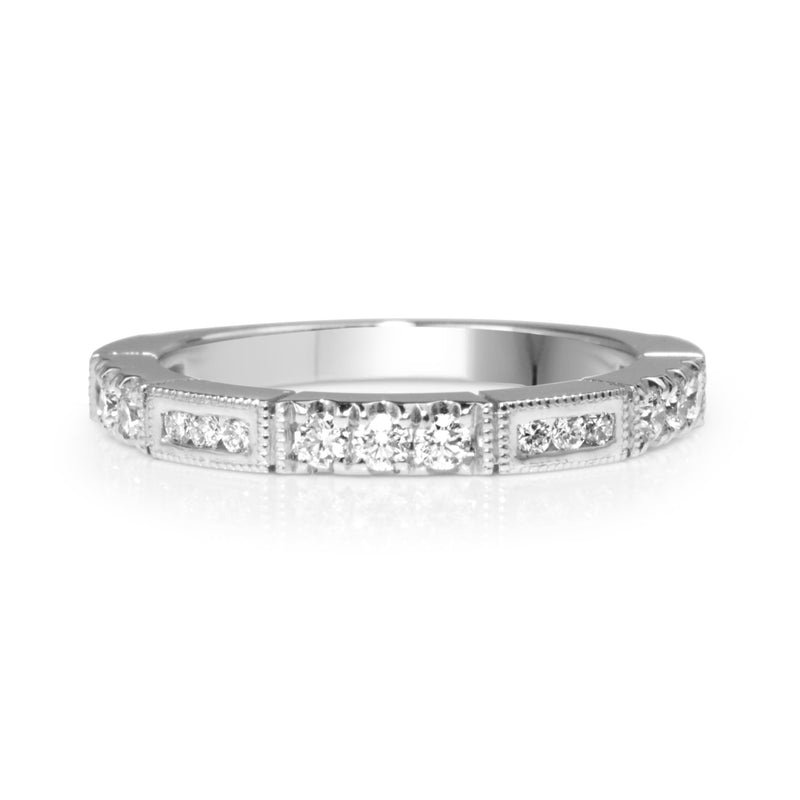 18ct White Gold Vintage Style Diamond Band