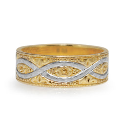 18ct Yellow and White Gold Vintage Band