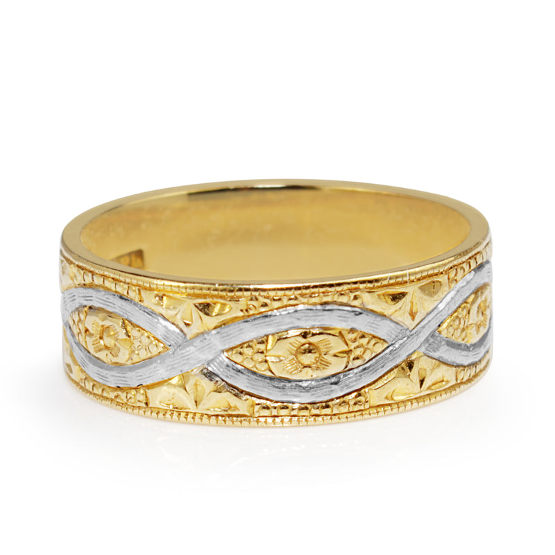 18ct Yellow and White Gold Vintage Band