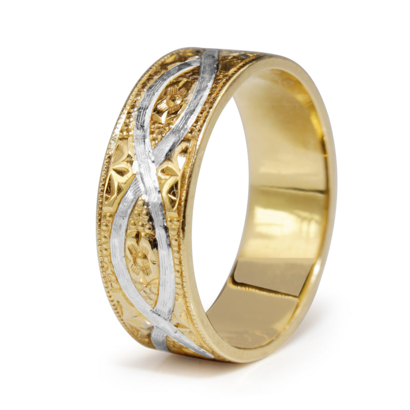 18ct Yellow and White Gold Vintage Band