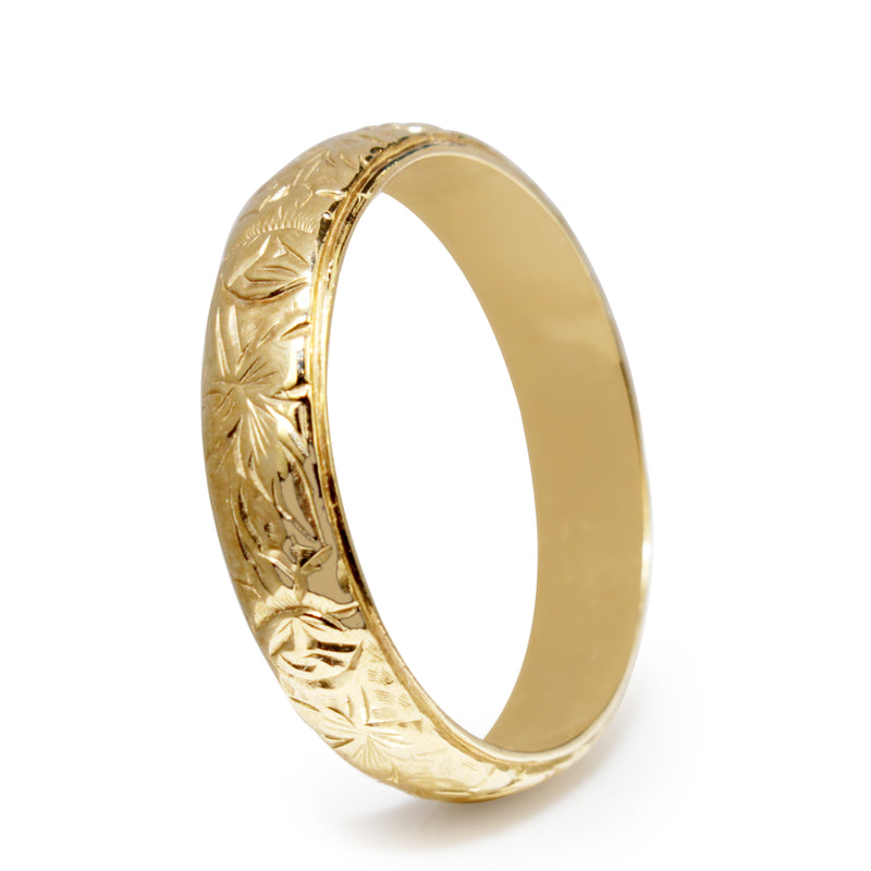 9ct Yellow Gold Engraved Band