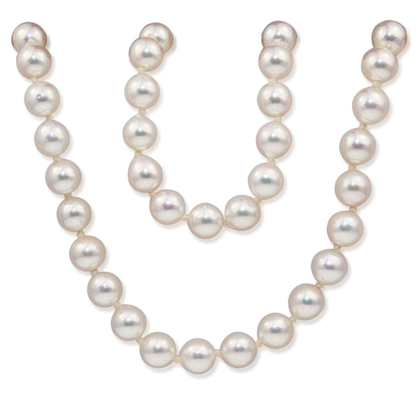 6.5 - 7mm Akoya Cultured Pearl Strand Necklace on 9ct Yellow Gold Clasp