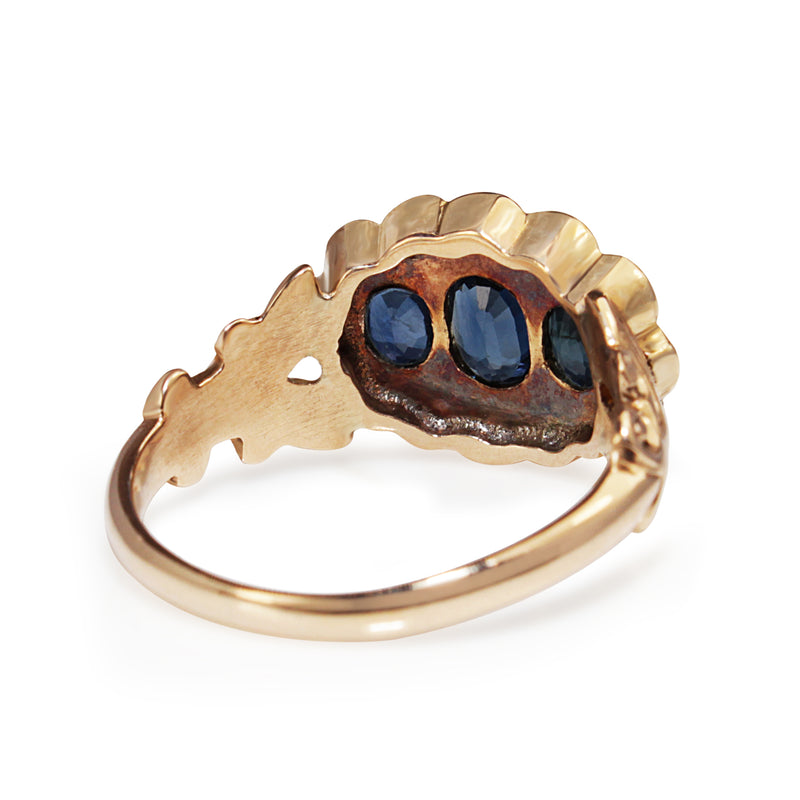 14ct Yellow Gold Sapphire, Pearl and Diamond Ring