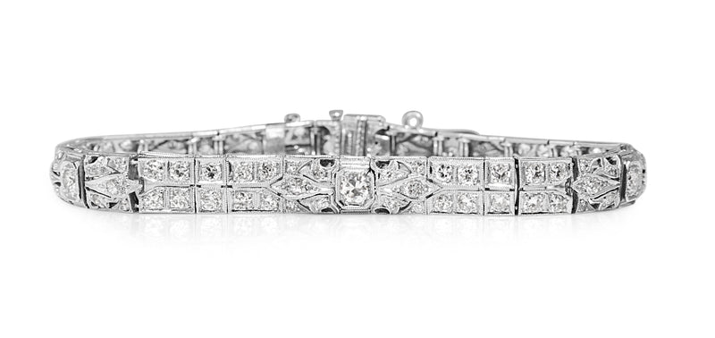 Platinum Art Deco Old Cut Diamond Bracelet