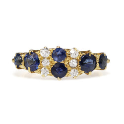 18ct Yellow Gold Antique Sapphire and Old Cut Diamond Ring