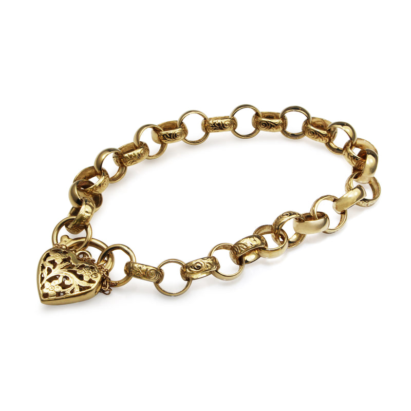 9ct Yellow Gold Patterned Belcher Bracelet 8.5