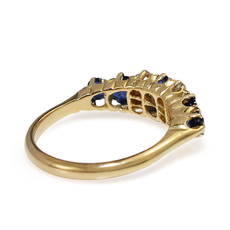 18ct Yellow Gold Antique Sapphire and Old Cut Diamond Ring