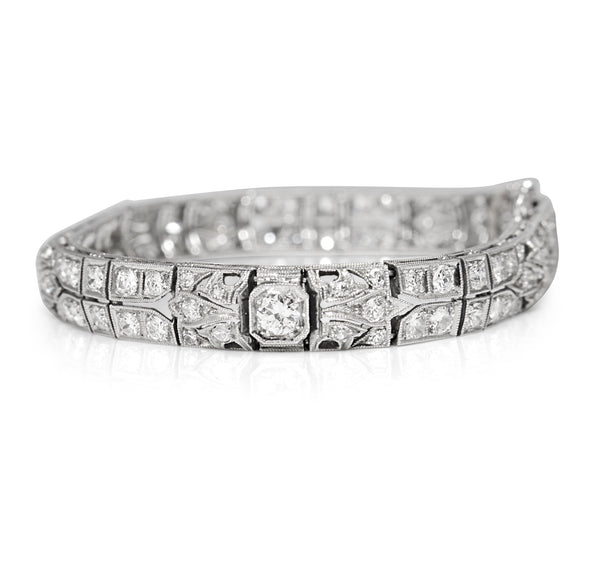 Platinum Art Deco Old Cut Diamond Bracelet