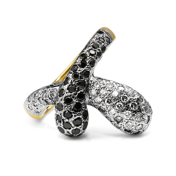 18ct Yellow and White Gold Diamond Snake Ring