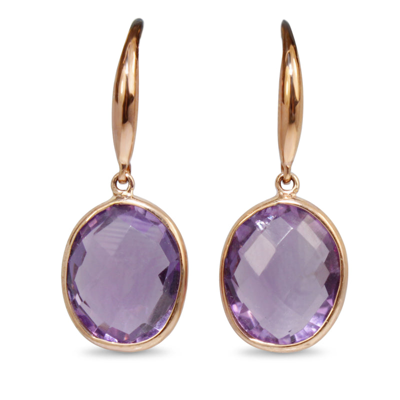 9ct Rose Gold Amethyst Earrings