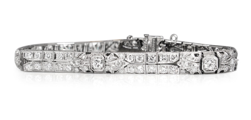Platinum Art Deco Old Cut Diamond Bracelet