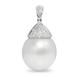 18ct White Gold 15mm South Sea Pearl and Diamond Necklace