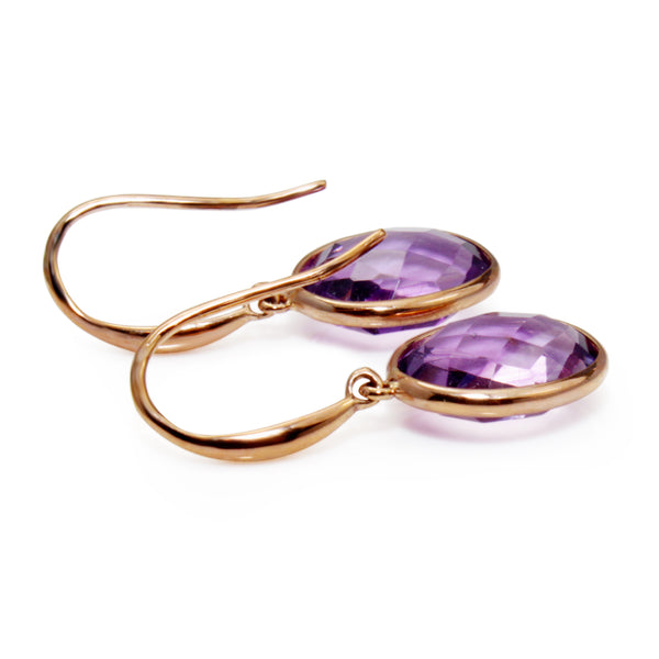 9ct Rose Gold Amethyst Earrings