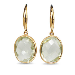 9ct Yellow Gold Green Amethyst Earrings