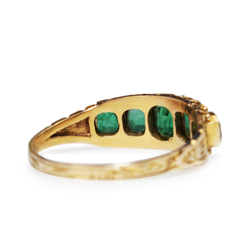 15ct Yellow Gold Antique 5 Stone Green Garnet Ring