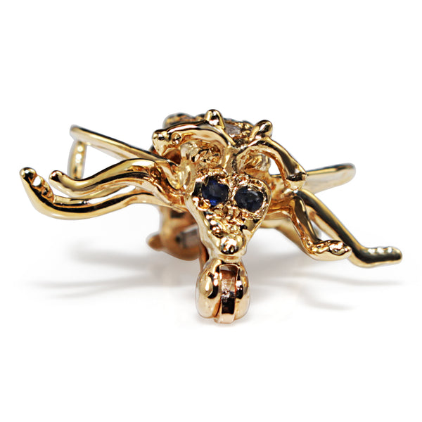 14ct Yellow Gold Diamond and Sapphire Bee Brooch