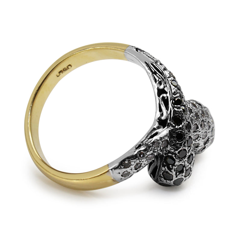 18ct Yellow and White Gold Diamond Snake Ring