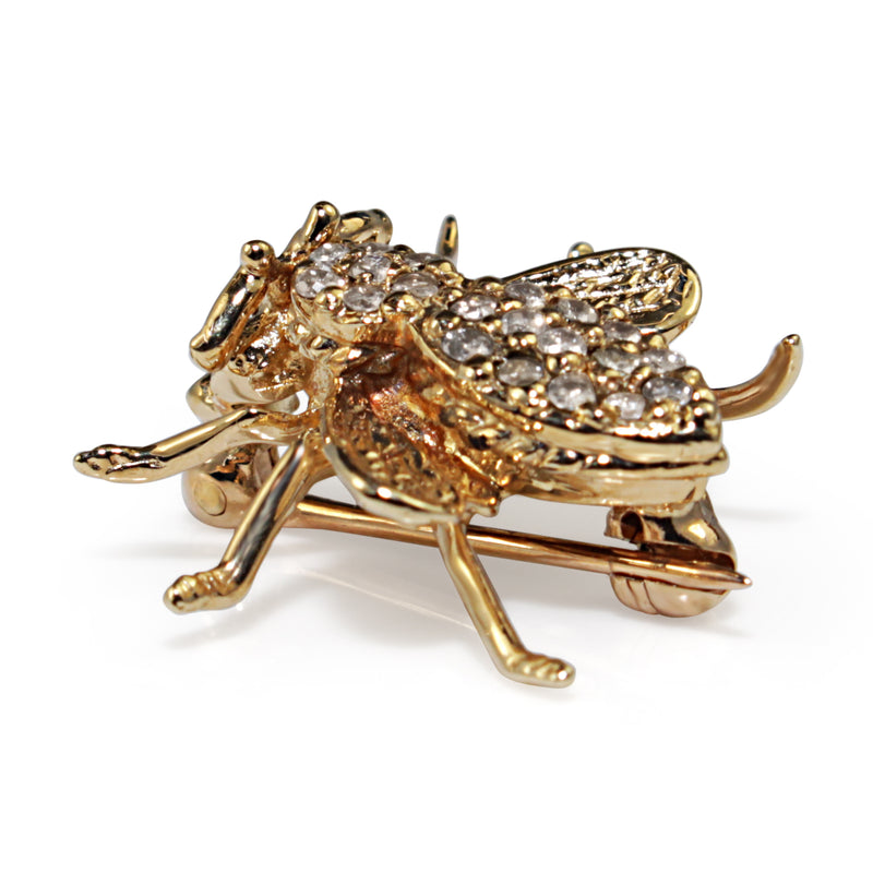 14ct Yellow Gold Diamond and Sapphire Bee Brooch