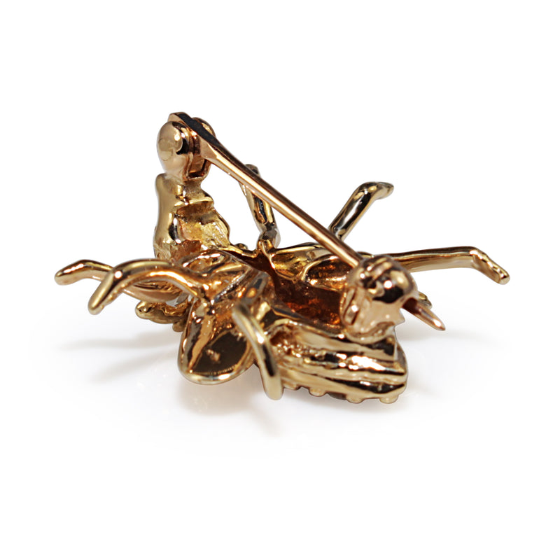 14ct Yellow Gold Diamond and Sapphire Bee Brooch